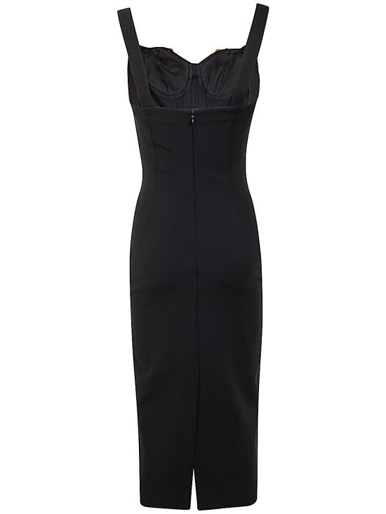 24FW 베르사체 미디 원피스 77 HAO935 N0394 899 BLACK - VERSACE