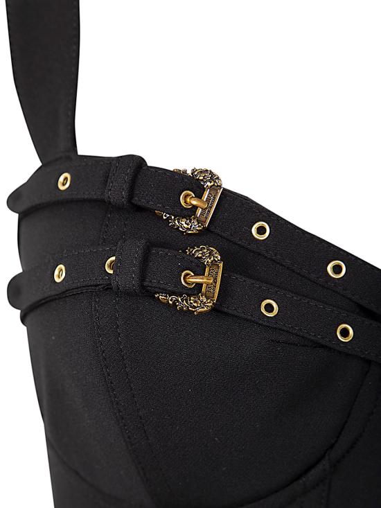 24FW 베르사체 미디 원피스 77 HAO935 N0394 899 BLACK - VERSACE