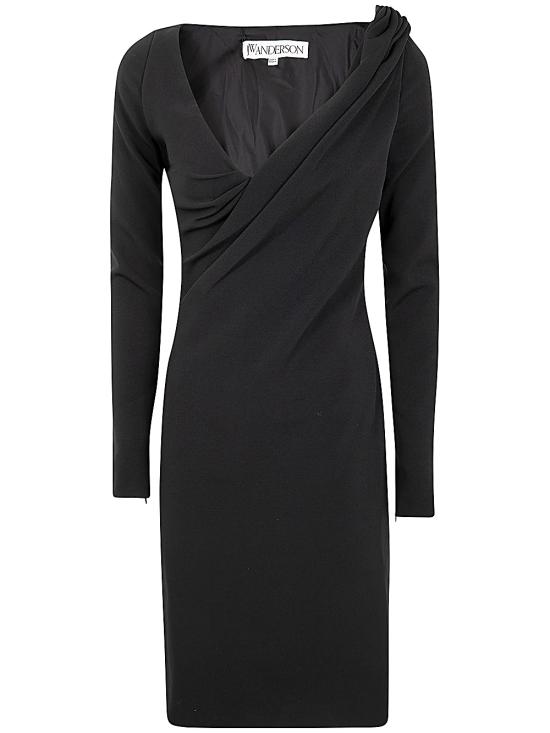 24FW JW앤더슨 미디 원피스 DR0446 PG1573 999 BLACK - JW ANDERSON