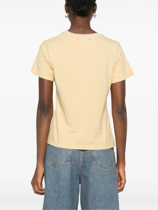 24FW 골든구스 반팔 티셔츠 GWP02008P001765 20358 RAFFIA HERITAGE WHITE URBAN RED - GOLDEN GOOSE