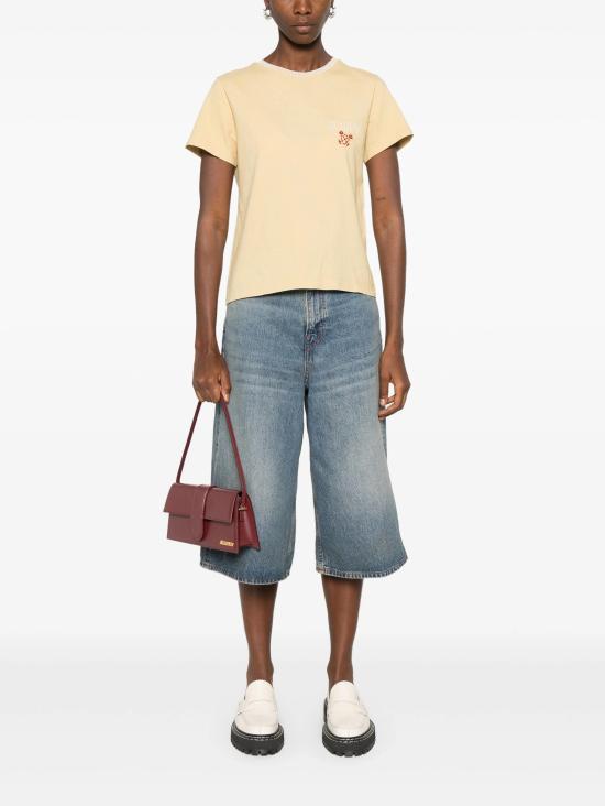 24FW 골든구스 반팔 티셔츠 GWP02008P001765 20358 RAFFIA HERITAGE WHITE URBAN RED - GOLDEN GOOSE