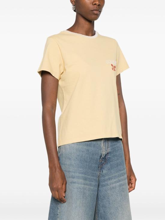 24FW 골든구스 반팔 티셔츠 GWP02008P001765 20358 RAFFIA HERITAGE WHITE URBAN RED - GOLDEN GOOSE