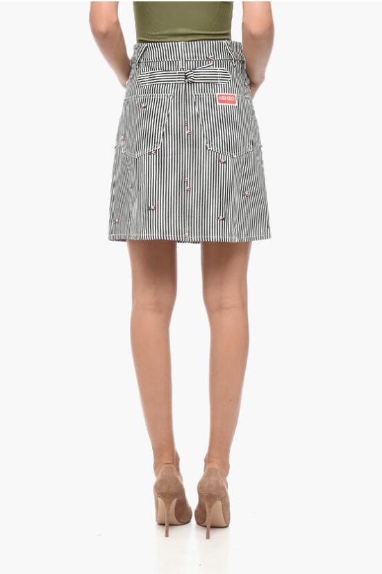  겐조 숏 스커트 FD52DJ2696J1CO DM Black White - KENZO