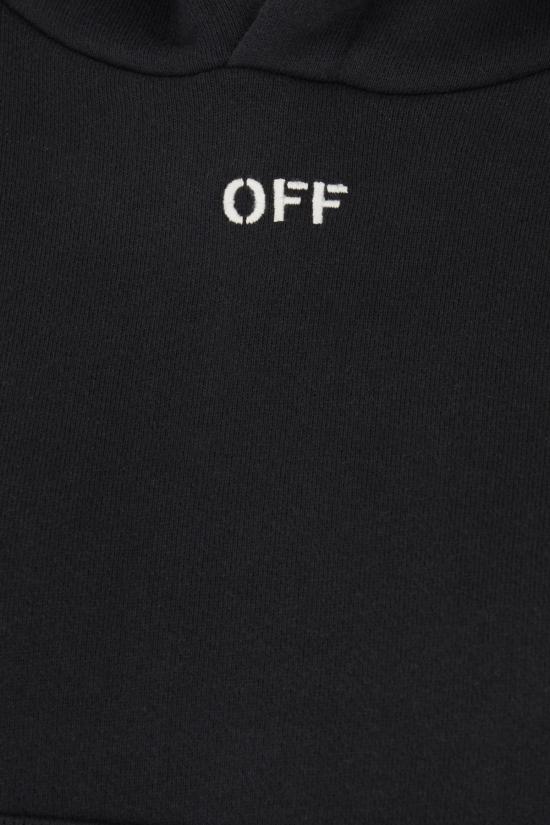 24FW 오프화이트 후드 티셔츠 OWBB061C99FLE001 1001 BLACK WHITE - OFF WHITE