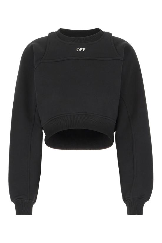 24FW 오프화이트 긴팔 티셔츠 OWBA071C99FLE001 1001 BLACK WHITE