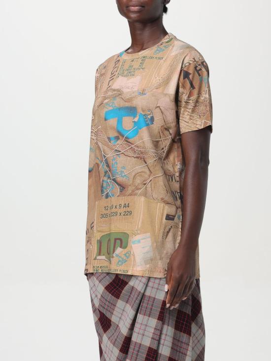 24FW 비비안웨스트우드 반팔 티셔츠 3G01001FJ006F C310 Brown - VIVIENNE WESTWOOD