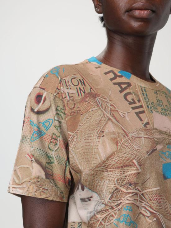 24FW 비비안웨스트우드 반팔 티셔츠 3G01001FJ006F C310 Brown - VIVIENNE WESTWOOD