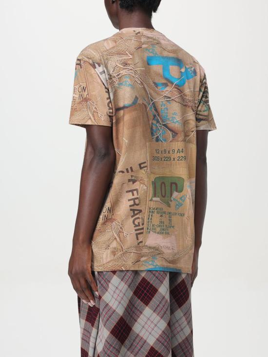 24FW 비비안웨스트우드 반팔 티셔츠 3G01001FJ006F C310 Brown - VIVIENNE WESTWOOD