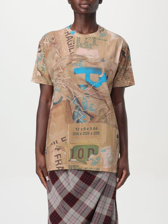 24FW 비비안웨스트우드 반팔 티셔츠 3G01001FJ006F C310 Brown