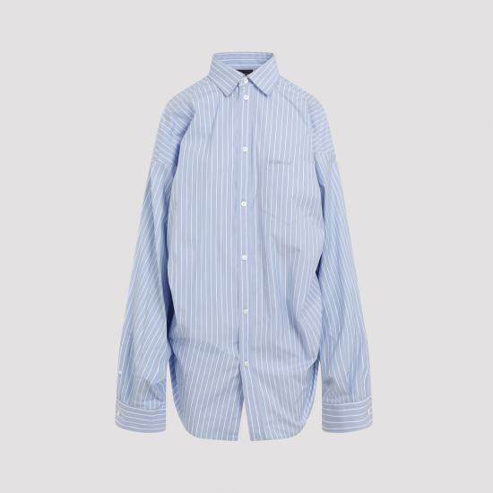 24FW 발렌시아가 셔츠 790945 TQM16 3965 SKY BLUE WHITE