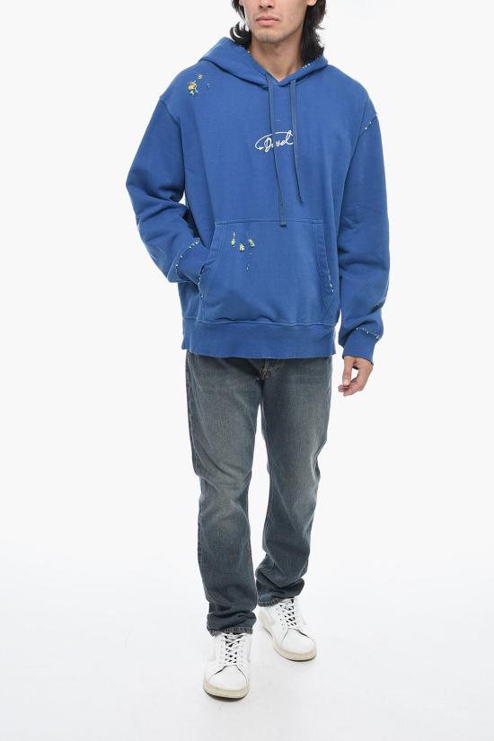  디젤 후드 티셔츠 A10462 0KHAQ 8EKA Blue - DIESEL