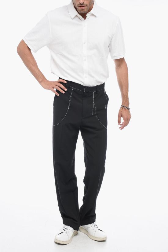  오프화이트 스트레이트 팬츠 OMCA196S23FAB0031001 Black - OFF WHITE