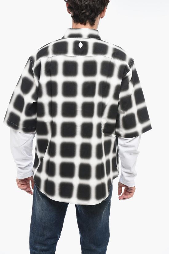  마르셀로 불론 반팔 셔츠 CMGE002F23FAB0011001 Black White - MARCELO BURLON