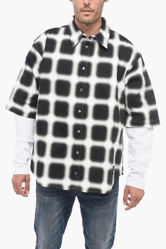  마르셀로 불론 반팔 셔츠 CMGE002F23FAB0011001 Black White