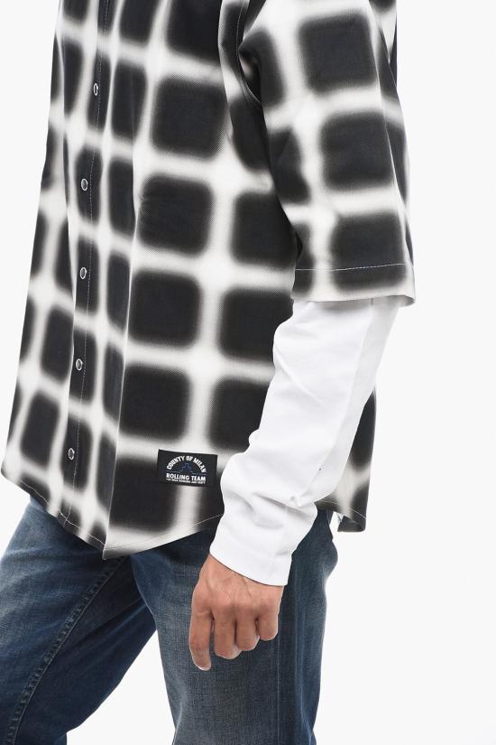  마르셀로 불론 반팔 셔츠 CMGE002F23FAB0011001 Black White - MARCELO BURLON