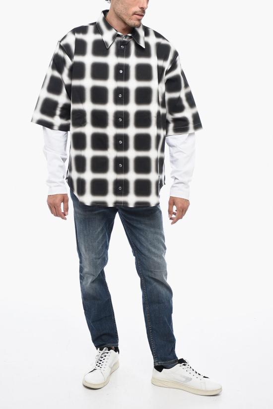  마르셀로 불론 반팔 셔츠 CMGE002F23FAB0011001 Black White - MARCELO BURLON