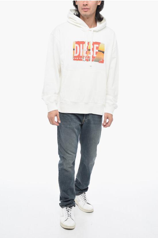  디젤 후드 티셔츠 A11258 0EJAA 141 White - DIESEL
