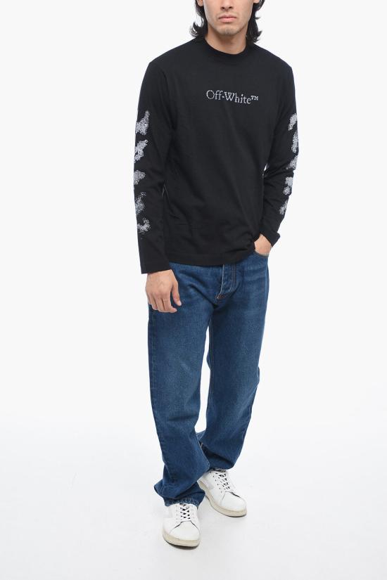  오프화이트 긴팔 티셔츠 OMAB086F23JER002 1001 Black - OFF WHITE