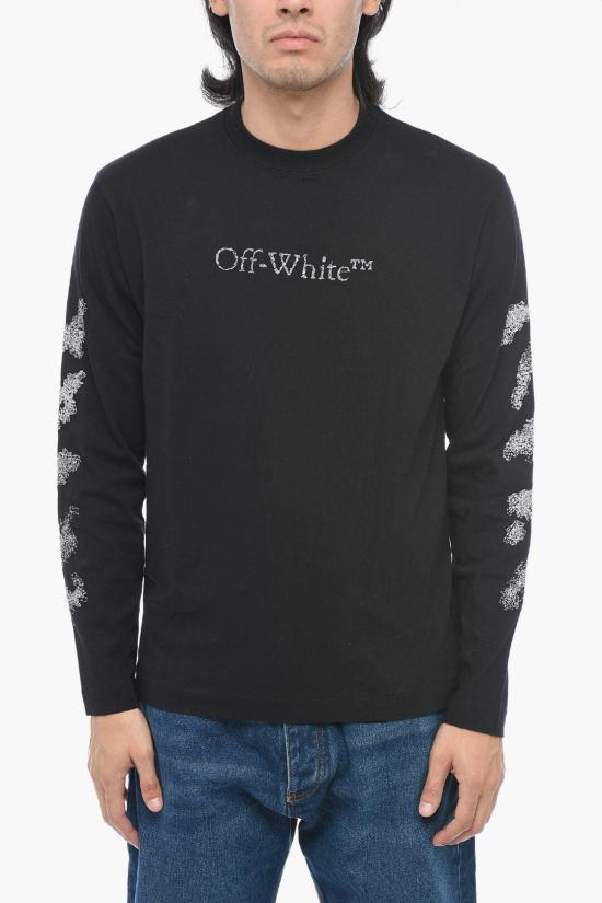  오프화이트 긴팔 티셔츠 OMAB086F23JER002 1001 Black