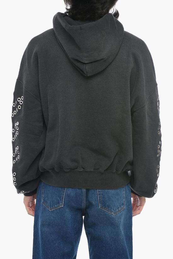  오프화이트 후드 티셔츠 OMBB118F23 FLE012 1000 Black - OFF WHITE