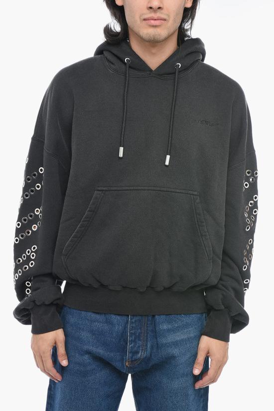  오프화이트 후드 티셔츠 OMBB118F23 FLE012 1000 Black