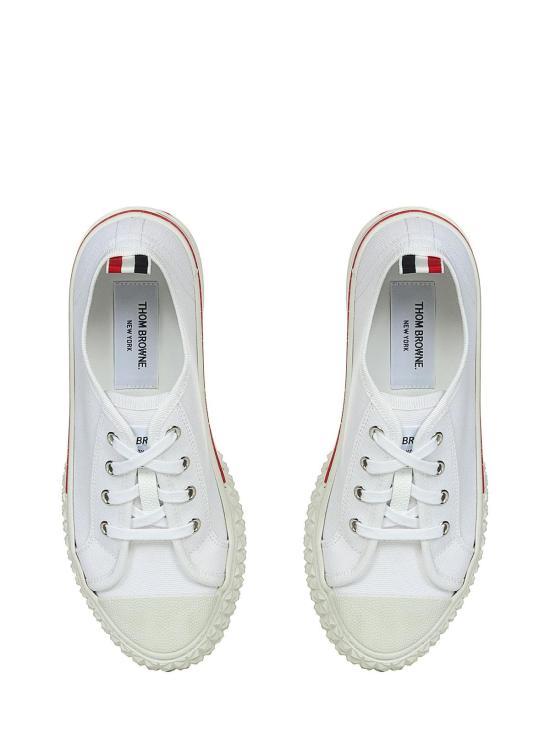 26SS 톰브라운 캔버스 컬리지에이트 로우탑 트레이너 FFD125AF0102100 White - THOM BROWNE