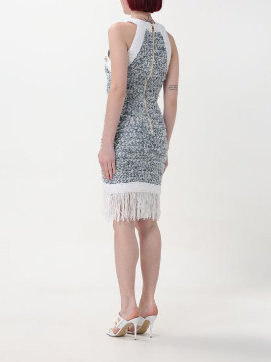  발망 미디 원피스 CF1R3131KF88 SLJ Gnawed Blue - BALMAIN