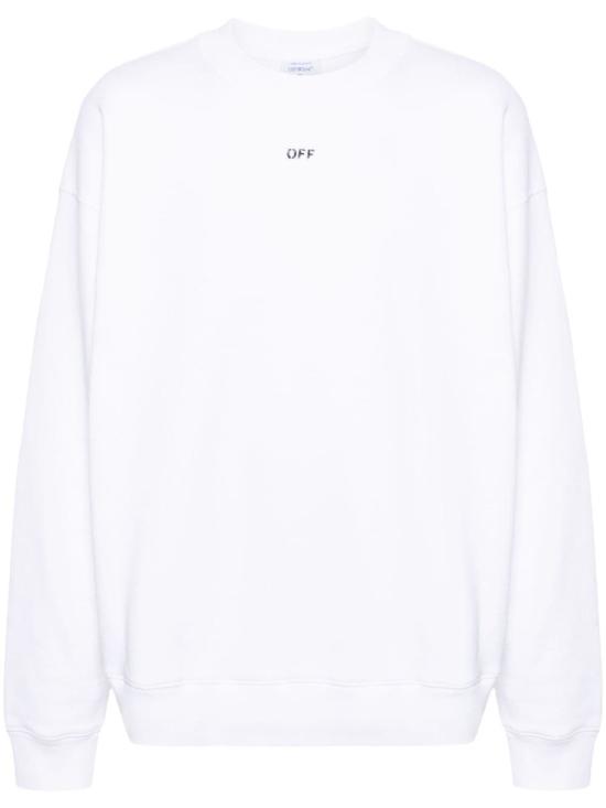  오프화이트 긴팔 티셔츠 OMBA054C99FLE006 0110 WHITE BLACK