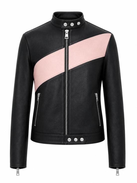 26FW 라 로즈 가죽 자켓 1544GIUBBINONAPPA BLACK BABY PINK