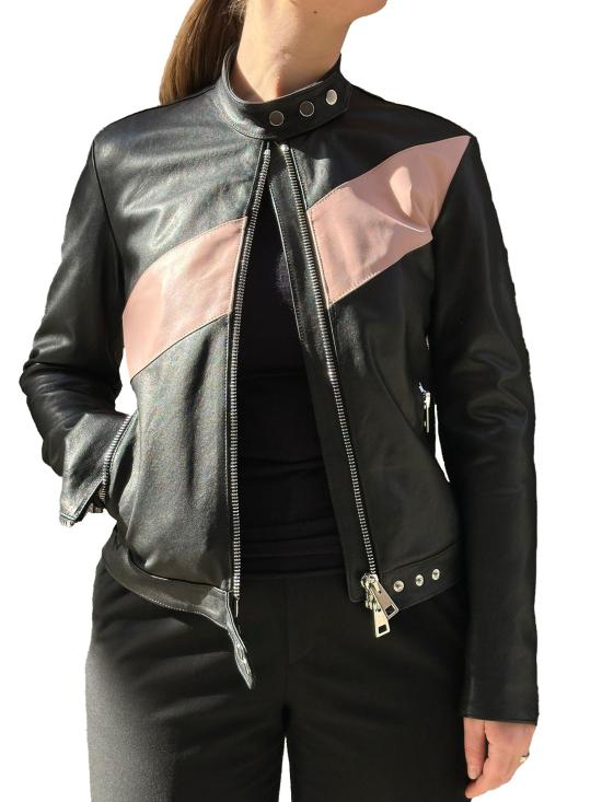 26SS 라 로즈 가죽 자켓 1544GIUBBINONAPPA BLACK BABY PINK - LA ROSE