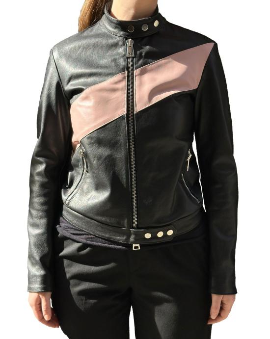 26SS 라 로즈 가죽 자켓 1544GIUBBINONAPPA BLACK BABY PINK