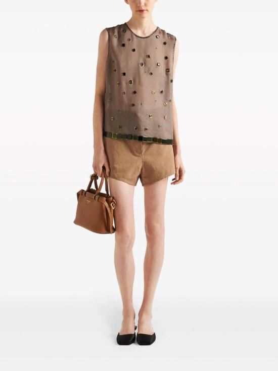 25SS 프라다 버클 스몰 가죽 핸드백 1BA418VOOO2CYS F03BH CARAMEL 0 - PRADA