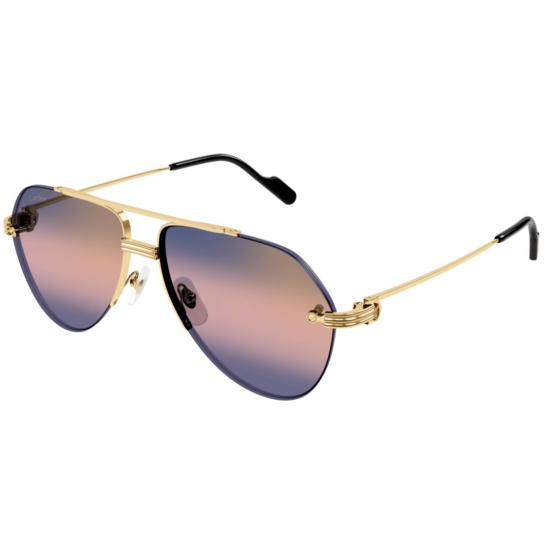  까르띠에 선글라스 CT0427S 004 GOLD GOLD BLUE - CARTIER