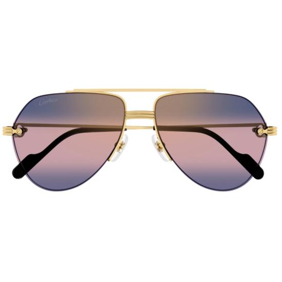  까르띠에 선글라스 CT0427S 004 GOLD GOLD BLUE - CARTIER
