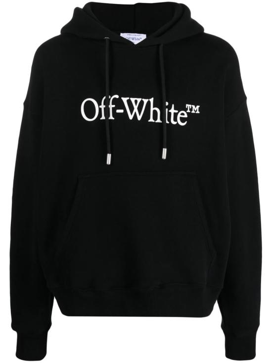 24FW 오프화이트 후드 티셔츠 OMBB085C99FLE012 1001 BLACK WHITE Black