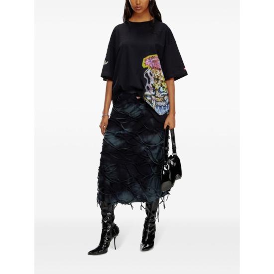  디젤 롱 스커트 0ANAY A14077 900 BLACK BLUE - DIESEL