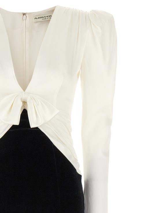  알레산드라리치 미디 원피스 FABX3844F43880922 White Black - ALESSANDRA RICH