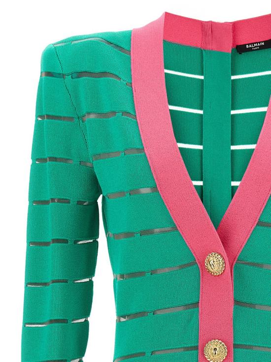  발망 숏 원피스 DF1R8053KG59UIH GREEN - BALMAIN