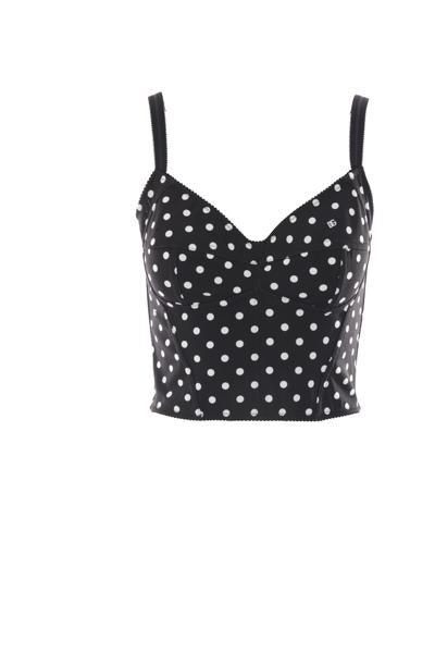  돌체앤가바나 민소매 티셔츠 F7AB7TFSUBGHNZQW BLACK POLKA DOTS