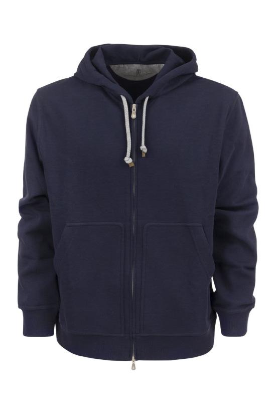  브루넬로 쿠치넬리 후드 티셔츠 M0T359069GC6134 BLUE