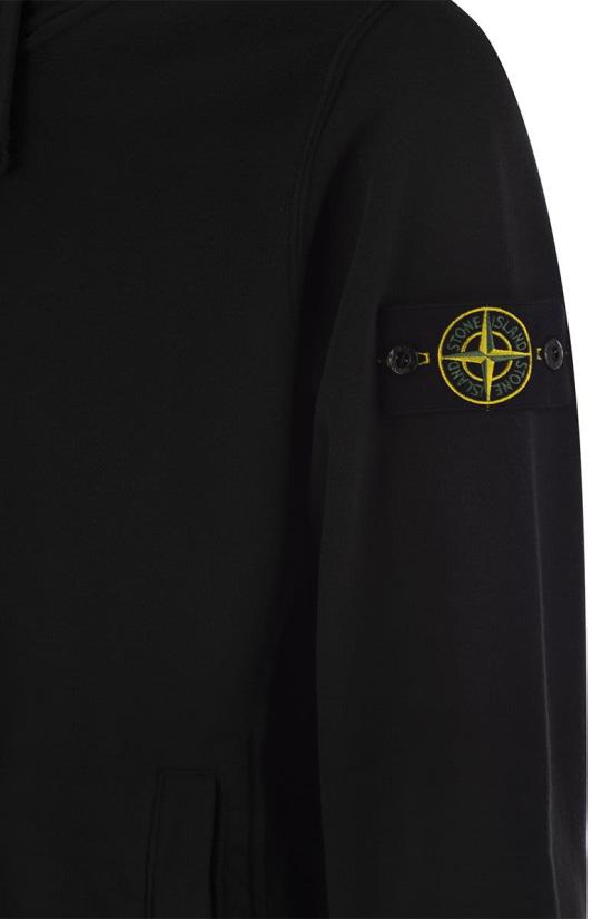  스톤 아일랜드 후드 티셔츠 8115608 BLACK - STONE ISLAND
