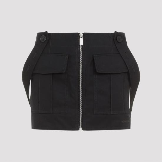  오프화이트 미디 스커트 OWCY001F24FAB001 BLACK - OFF WHITE