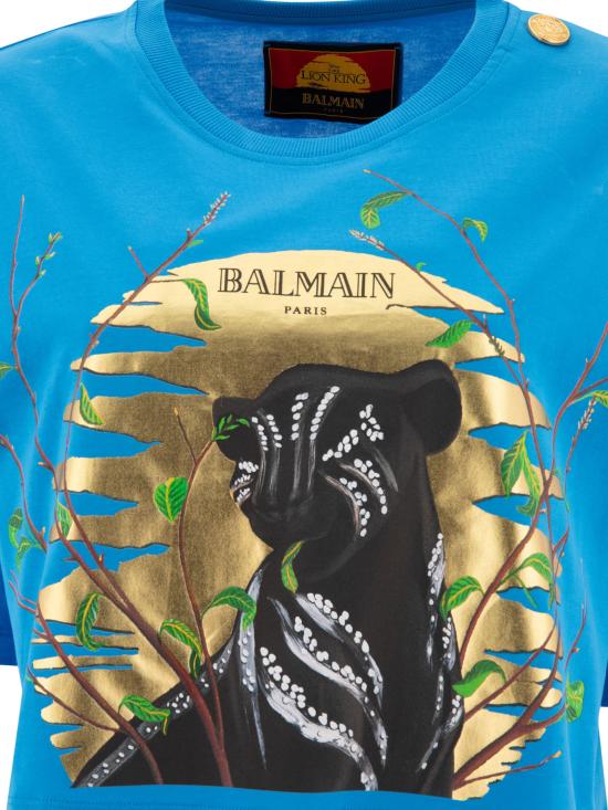  발망 반팔 티셔츠 DFAEE024GD99SNB Blue - BALMAIN