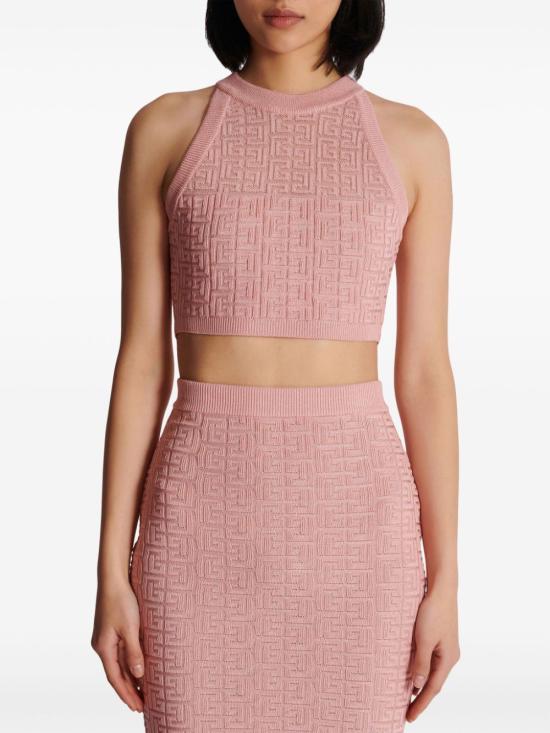  발망 반팔 티셔츠 DF1AB026KG96OIW Pink - BALMAIN