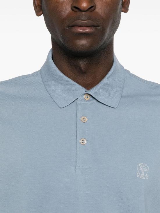  브루넬로 쿠치넬리 폴로 티셔츠 ME8548770CUB77 Blue - BRUNELLO CUCINELLI