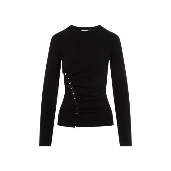  파코라반 긴팔 티셔츠 24AJTO708VI0386 BLACK