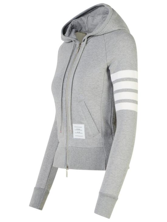  톰브라운 4바 루프백 저지 니트 엔지니어드 집업 후드 FJT001A 00535 055 Grey - THOM BROWNE