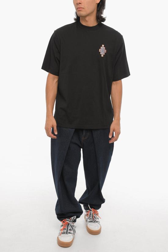  마르셀로 불론 반팔 티셔츠 CMAA054F23JER0041033 Black - MARCELO BURLON