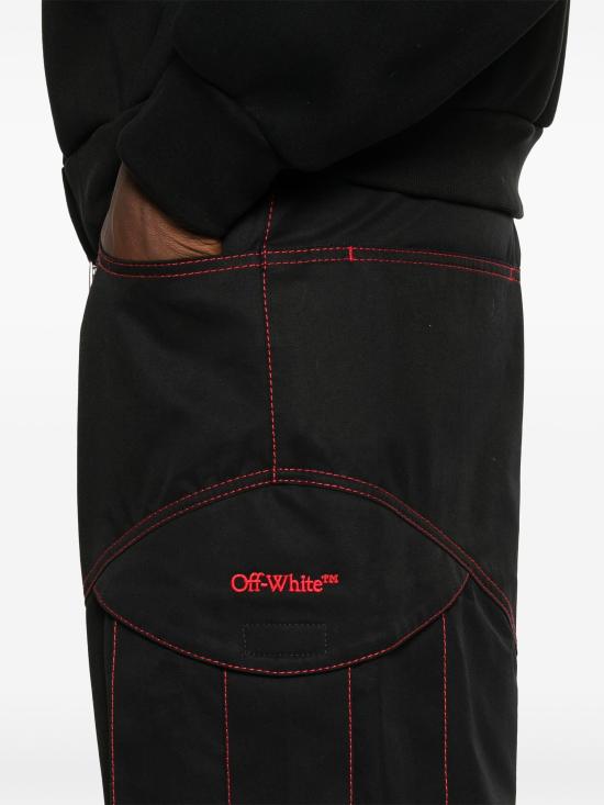  오프화이트 카고 팬츠 OMCF042F24FAB001 1025 BLACK RED - OFF WHITE