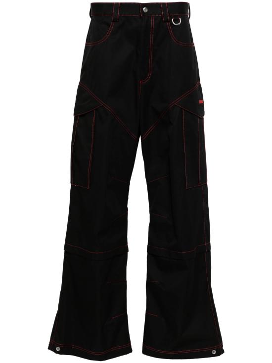  오프화이트 카고 팬츠 OMCF042F24FAB001 1025 BLACK RED